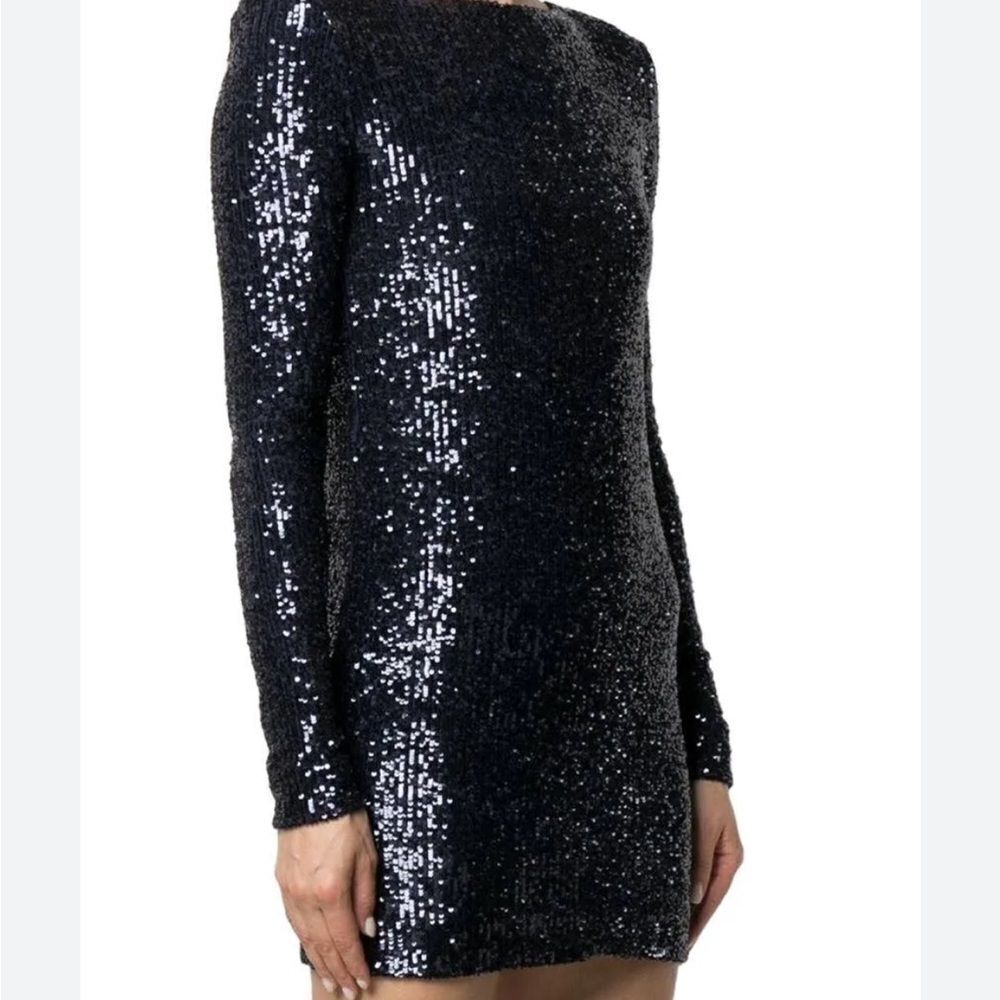 Saint Laurent Navy Blue Sequined Long Sleeve Mini Dress Size XS $ 1390.00 - Picture 3 of 11
